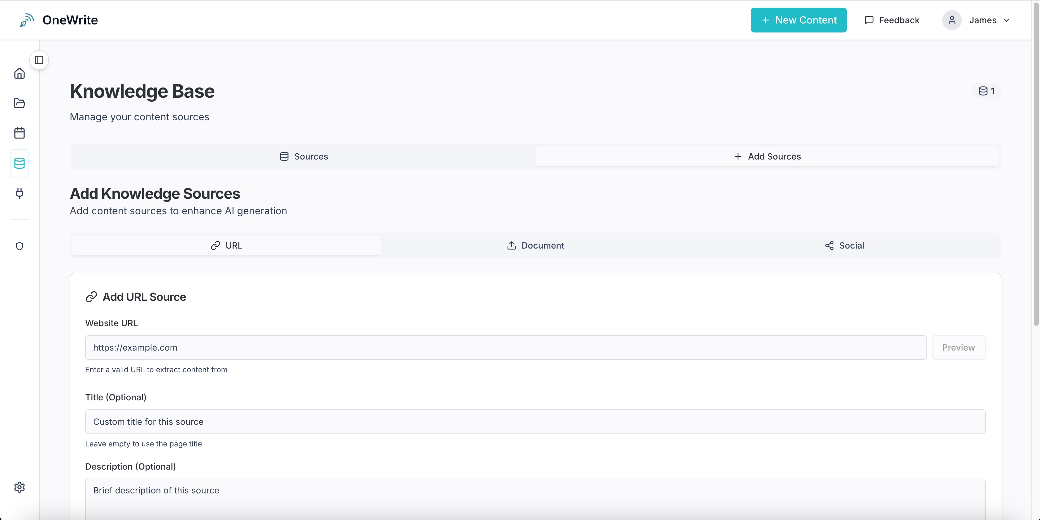 Knowledge Base upload interface showing document management